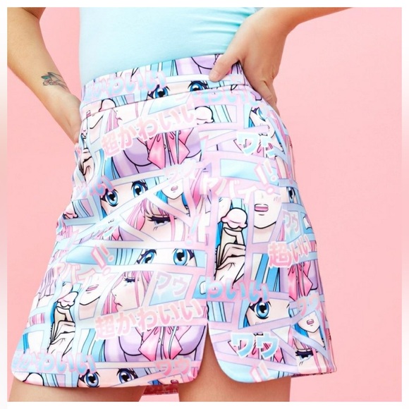 Dolls Kill Dresses & Skirts - Dolls Kill Sugar Thrillz Comic Kawaii Mini Skirt L